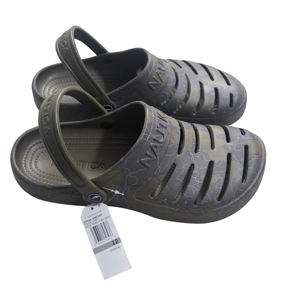 Nautica Mens River Edge Camo Clogs Slip On Water Shoes KM3394 Green Size 12 NWT